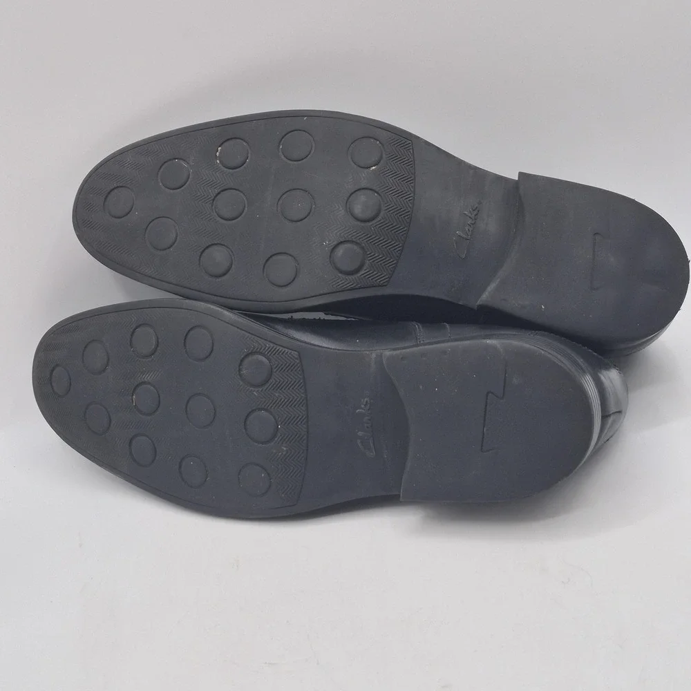 Clarks‎ Collection Shoes Mens Size 11.5 Black Leather Cap Toe Derby Dress